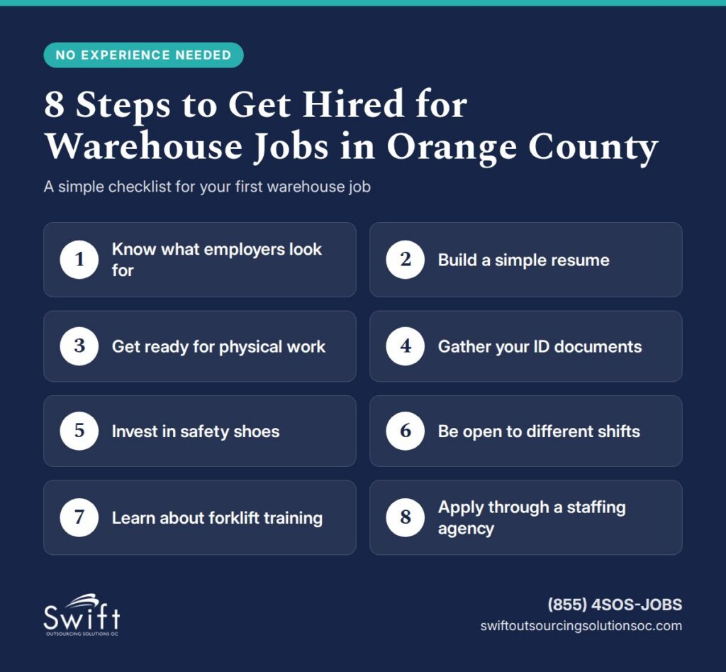 8 steps to get warehouse jobs in Orange County with no experience